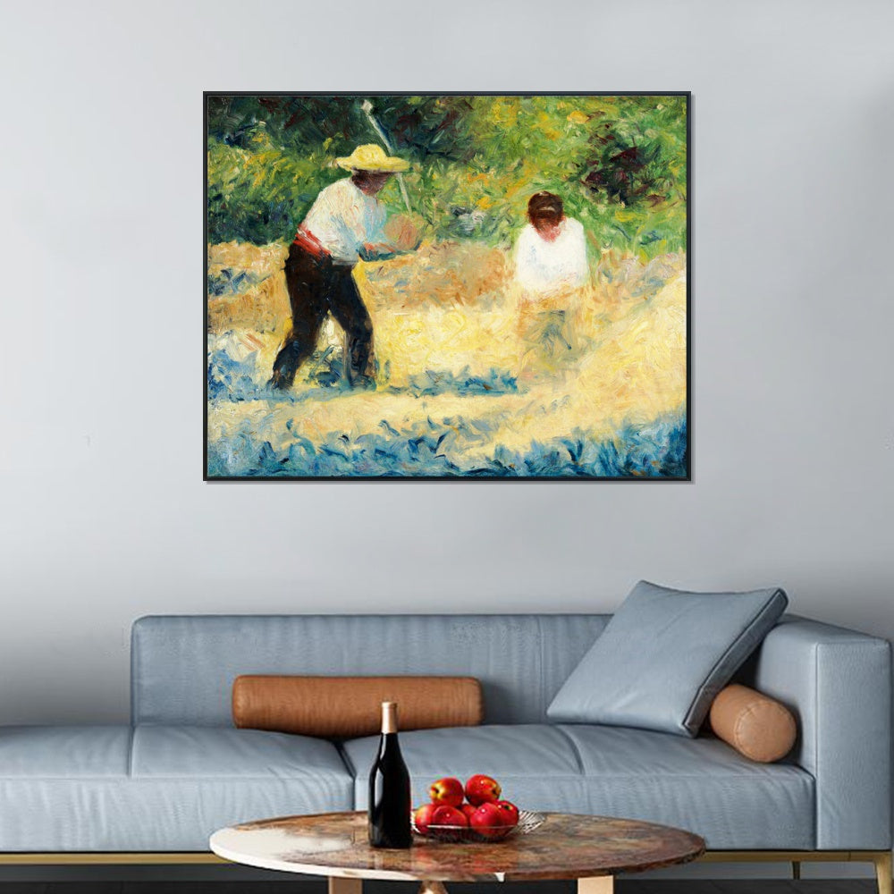 INVIN ART Framed Canvas Giclee Print Art Deutsch Steinbrecher by Georges Seurat Wall Art Living Room Home Office Decorations