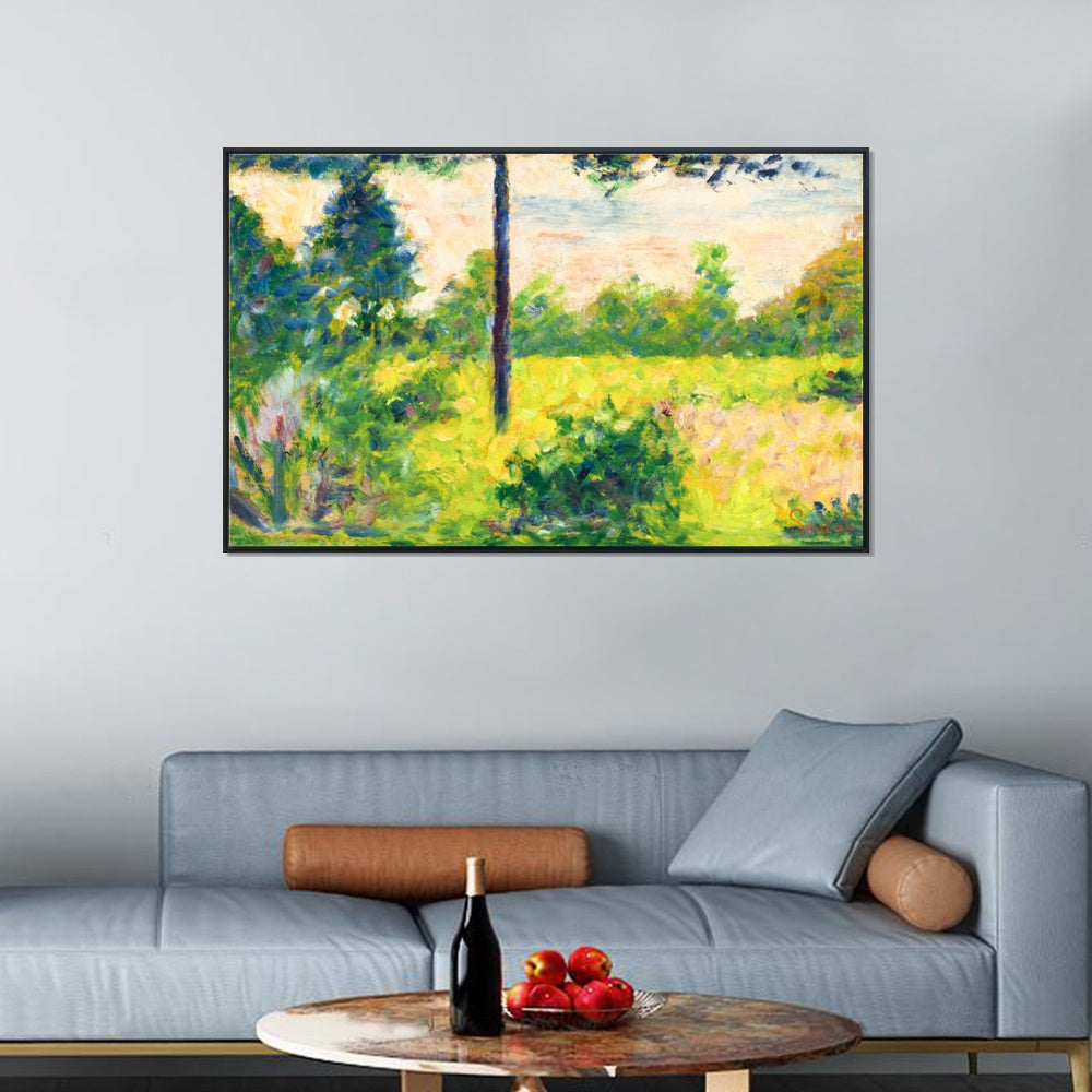 INVIN ART Framed Canvas Giclee Print Art Pianura con alberi a Barbizon by Georges Seurat Wall Art Living Room Home Office Decorations