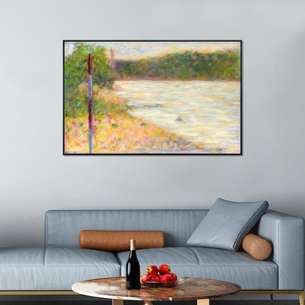 INVIN ART Framed Canvas Giclee Print Art Series#039 by Georges Seurat Wall Art Living Room Home Office Decorations