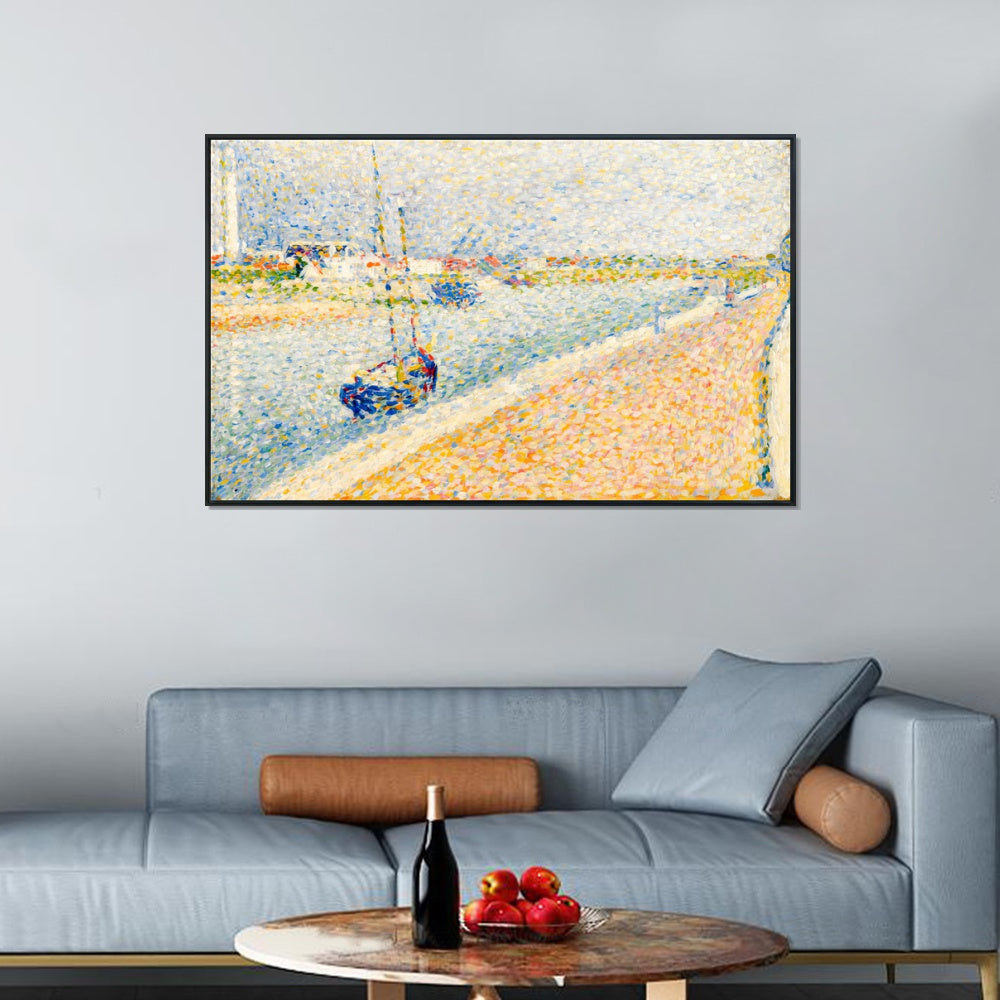 INVIN ART Framed Canvas Giclee Print Art Series#041 by Georges Seurat Wall Art Living Room Home Office Decorations