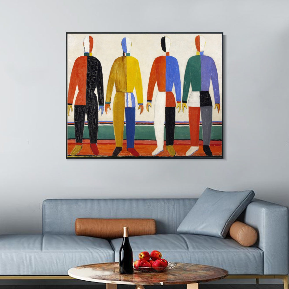 INVIN ART Framed Canvas Giclee Print Art Sportsmen by Kasimir Malevich Wall Art Living Room Home Office Decorations