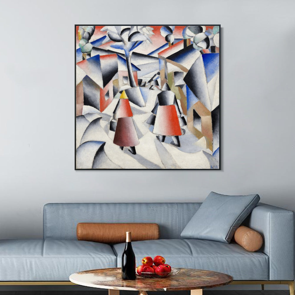 INVIN ART Framed Canvas Giclee Print Art Morning in The Country After Snowstorm by Kasimir Malevich Wall Art Living Room Home Office Decorations