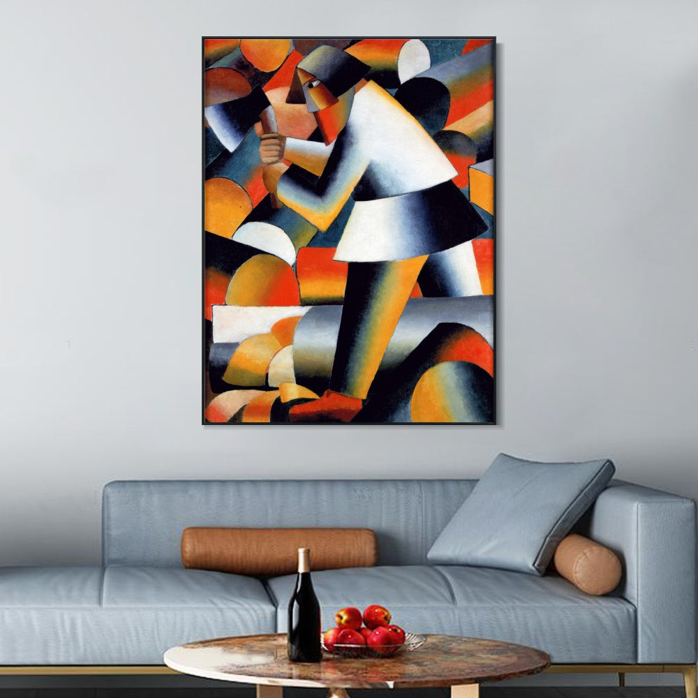 INVIN ART Framed Canvas Giclee Print Art Woodcutter by Kasimir Malevich Wall Art Living Room Home Office Decorations