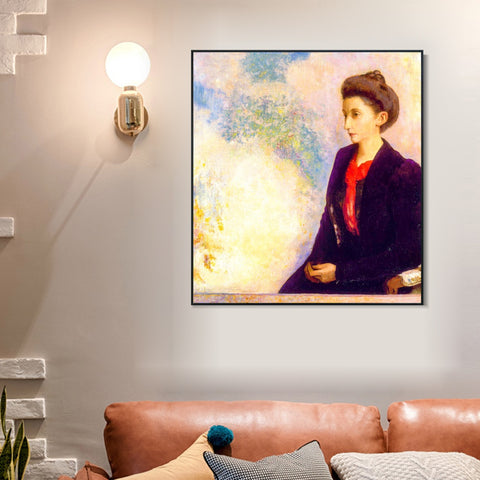 INVIN ART Framed Canvas Baroness Robert de Domecy by Odilon Redon Wall Art Living Room Home Office Decorations
