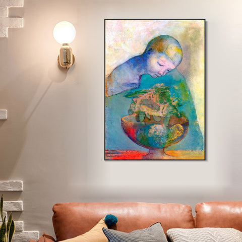 INVIN ART Framed Canvas Series#031 by Odilon Redon Wall Art Living Room Home Office Decorations