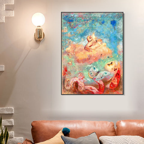 INVIN ART Framed Canvas Series#046 by Odilon Redon Wall Art Living Room Home Office Decorations