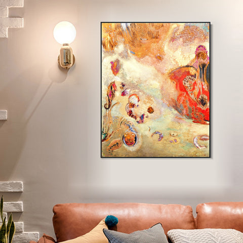 INVIN ART Framed Canvas Series#051 by Odilon Redon Wall Art Living Room Home Office Decorations