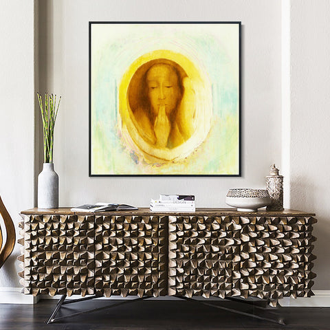 INVIN ART Framed Canvas Le Silence by Odilon Redon Wall Art Living Room Home Office Decorations