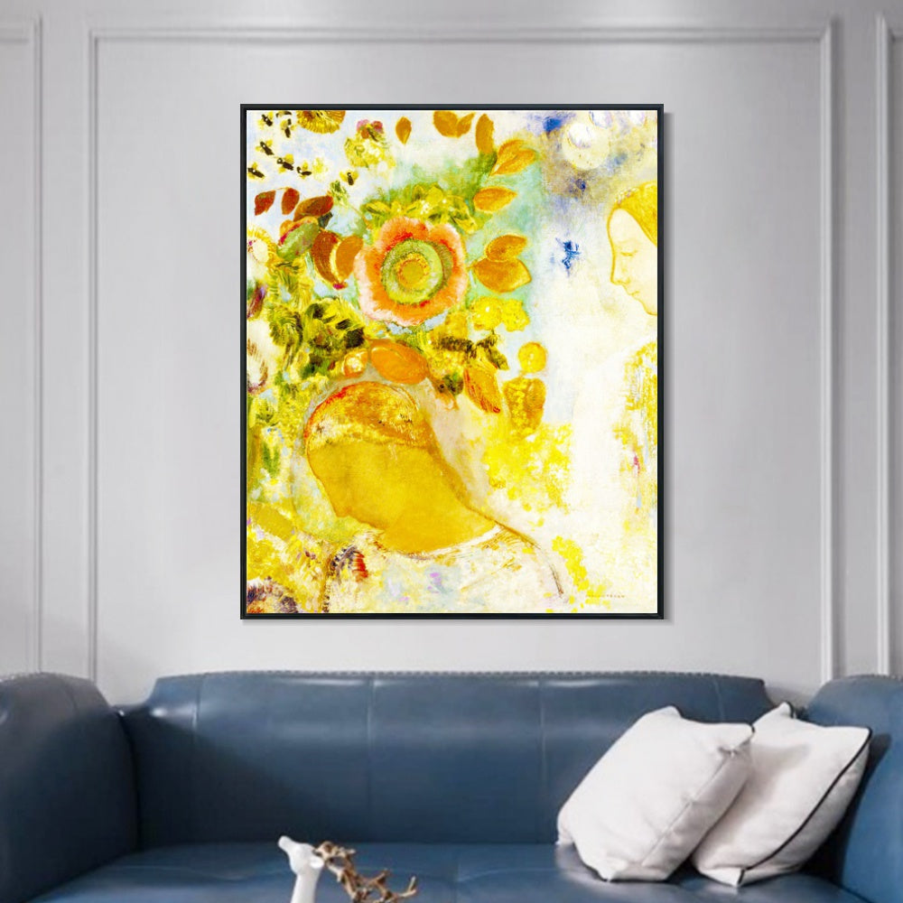 INVIN ART Framed Canvas Series#077 by Odilon Redon Wall Art Living Room Home Office Decorations
