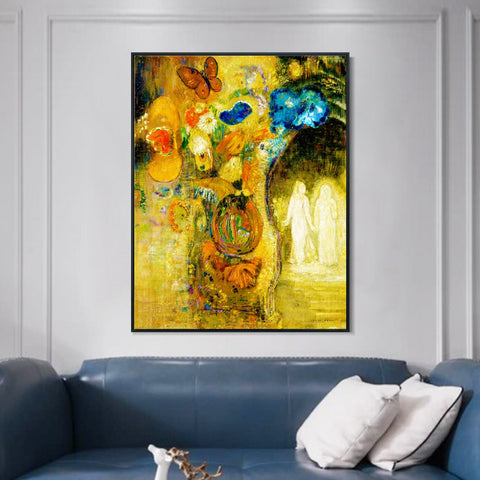 INVIN ART Framed Canvas Series#082 by Odilon Redon Wall Art Living Room Home Office Decorations