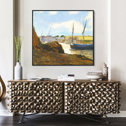 INVIN ART Framed Canvas The Port of Morgat by Odilon Redon Wall Art Living Room Home Office Decorations