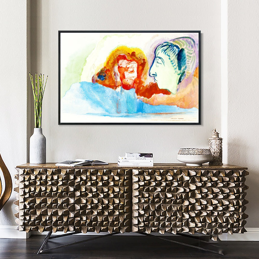 INVIN ART Framed Canvas Series#090 by Odilon Redon Wall Art Living Room Home Office Decorations