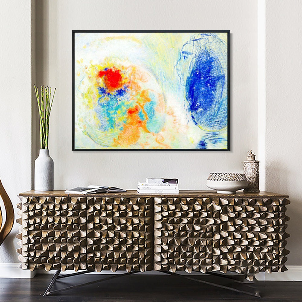 INVIN ART Framed Canvas Series#091 by Odilon Redon Wall Art Living Room Home Office Decorations