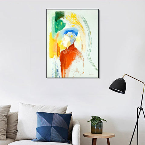 INVIN ART Framed Canvas A Figure by Odilon Redon Wall Art Living Room Home Office Decorations