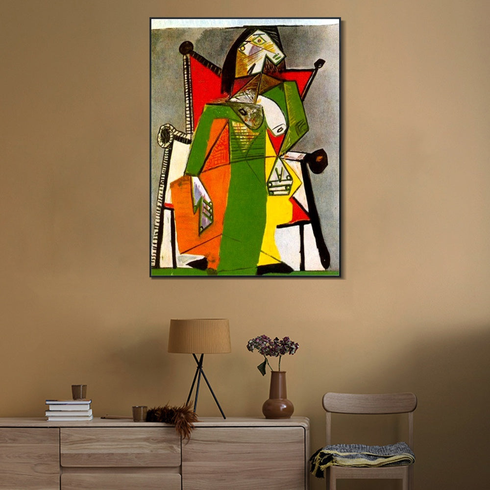 INVIN ART Framed Canvas Giclee Print Art 1941 Femme assise dans un fauteuil 2 by Pablo Picasso Wall Art