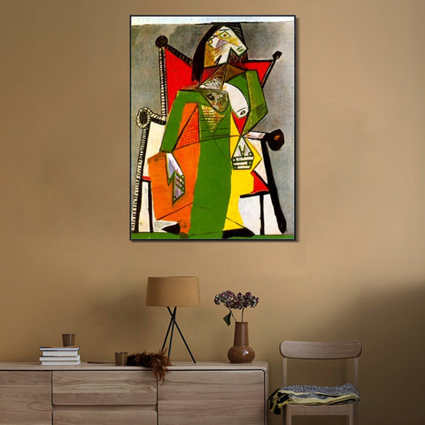 INVIN ART Framed Canvas Giclee Print Art 1941 Femme assise dans un fauteuil 2 by Pablo Picasso Wall Art Living Room Home Office Decorations