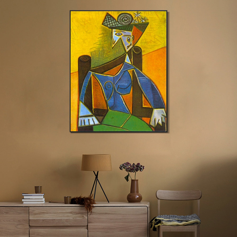 INVIN ART Framed Canvas Giclee Print Art 1941 Femme assise dans un fauteuil 4 by Pablo Picasso Wall Art