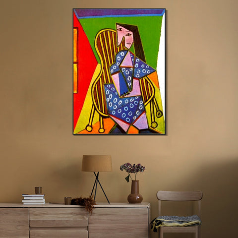 INVIN ART Framed Canvas Giclee Print Art 1941 Femme assise dans un fauteuil by Pablo Picasso Wall Art Living Room Home Office Decorations