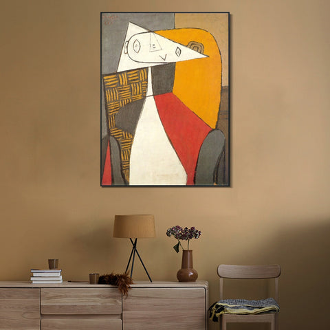 INVIN ART Framed Canvas Giclee Print Art 1930 Femme assise [Figure] by Pablo Picasso Wall Art Living Room Home Office Decorations