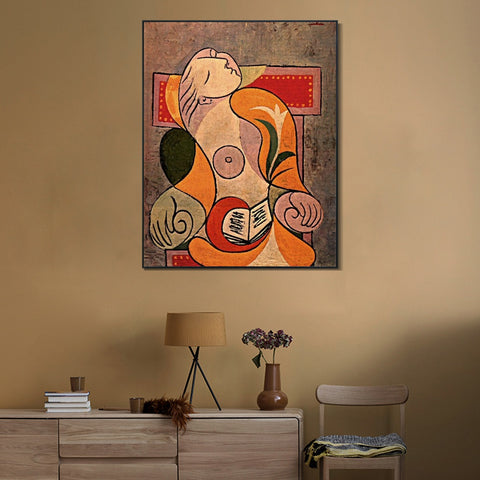 INVIN ART Framed Canvas Giclee Print Art 1932 La lecture by Pablo Picasso Wall Art Living Room Home Office Decorations