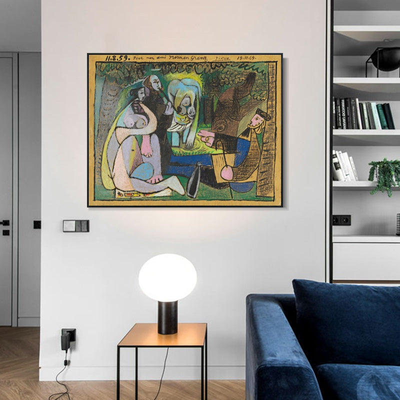 INVIN ART Framed Canvas Giclee Print Art 1960 Desert on the grass (Manet) by Pablo Picasso Wall Art