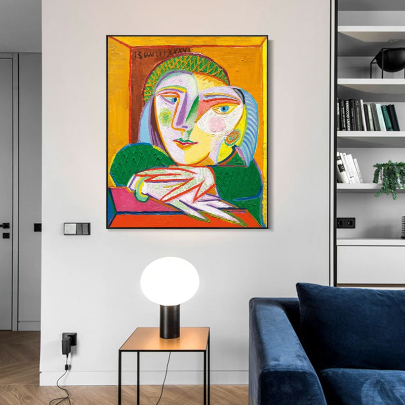 INVIN ART Framed Canvas Giclee Print Art Woman's head by Pablo Picasso Wall Art