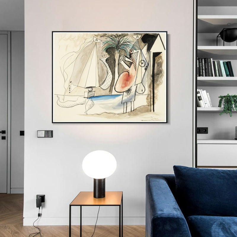 INVIN ART Framed Canvas Giclee Print Art Series#466 by Pablo Picasso Wall Art