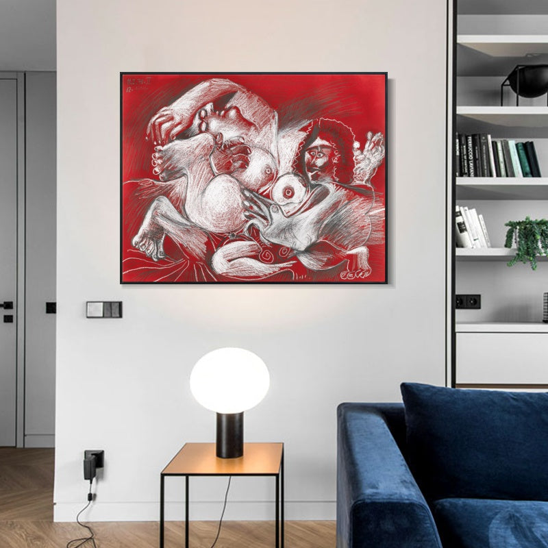 INVIN ART Framed Canvas Giclee Print Art Series#467 by Pablo Picasso Wall Art