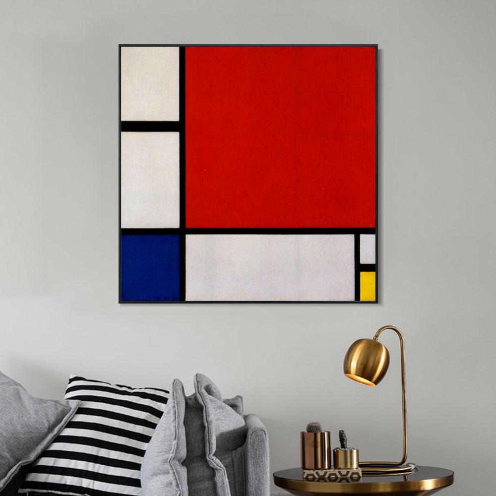 INVIN ART Framed Canvas Composition II in Red, Blue, Yellow, 1930 by Piet Cornelies Mondrian Wall Art Living Room Home Office Decorations
