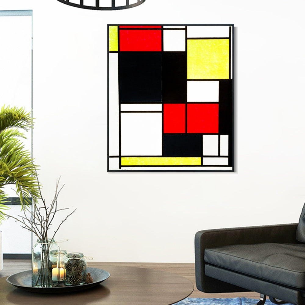 INVIN ART Framed Canvas Series#079 by Piet Cornelies Mondrian Wall Art Living Room Home Office Decorations