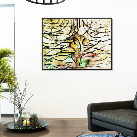 INVIN ART Framed Canvas Apple Tree in Bloom by Piet Cornelies Mondrian Wall Art Living Room Home Office Decorations