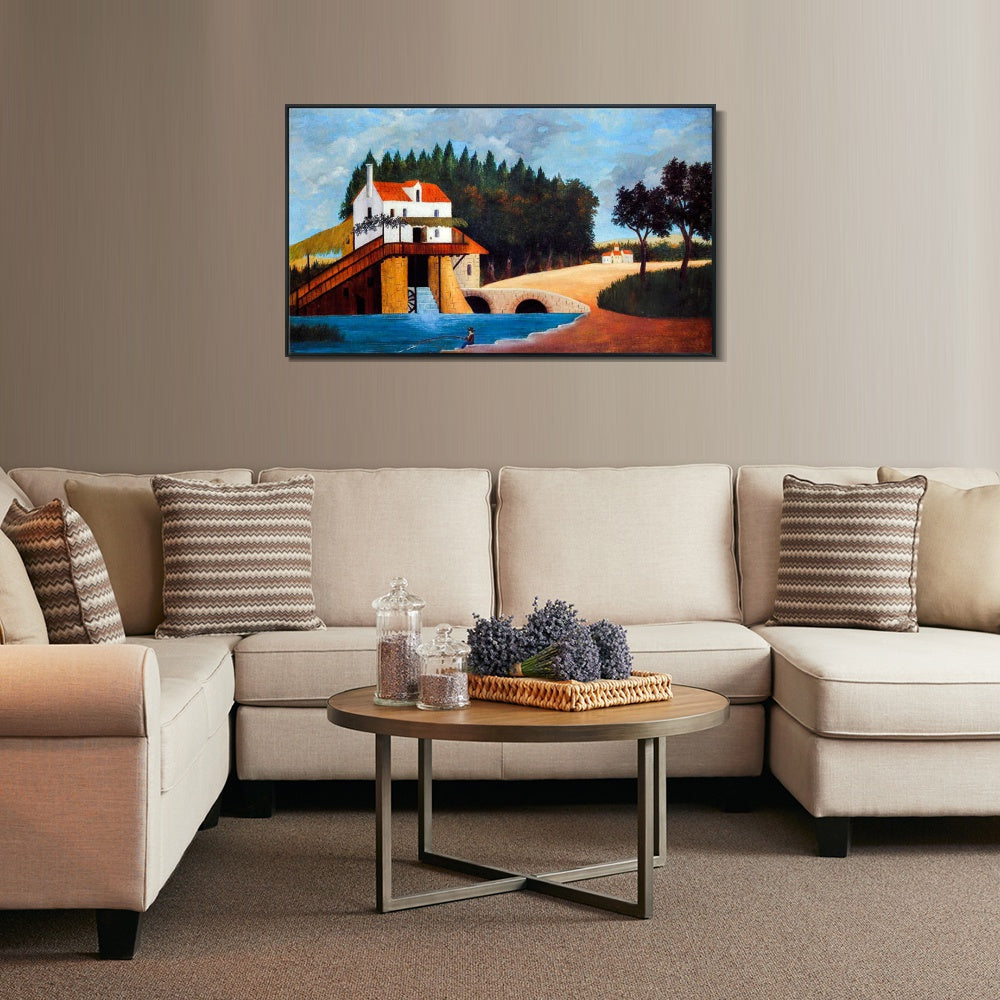INVIN ART Framed Canvas Giclee Print Art The Mill by Henri Rousseau Wall Art