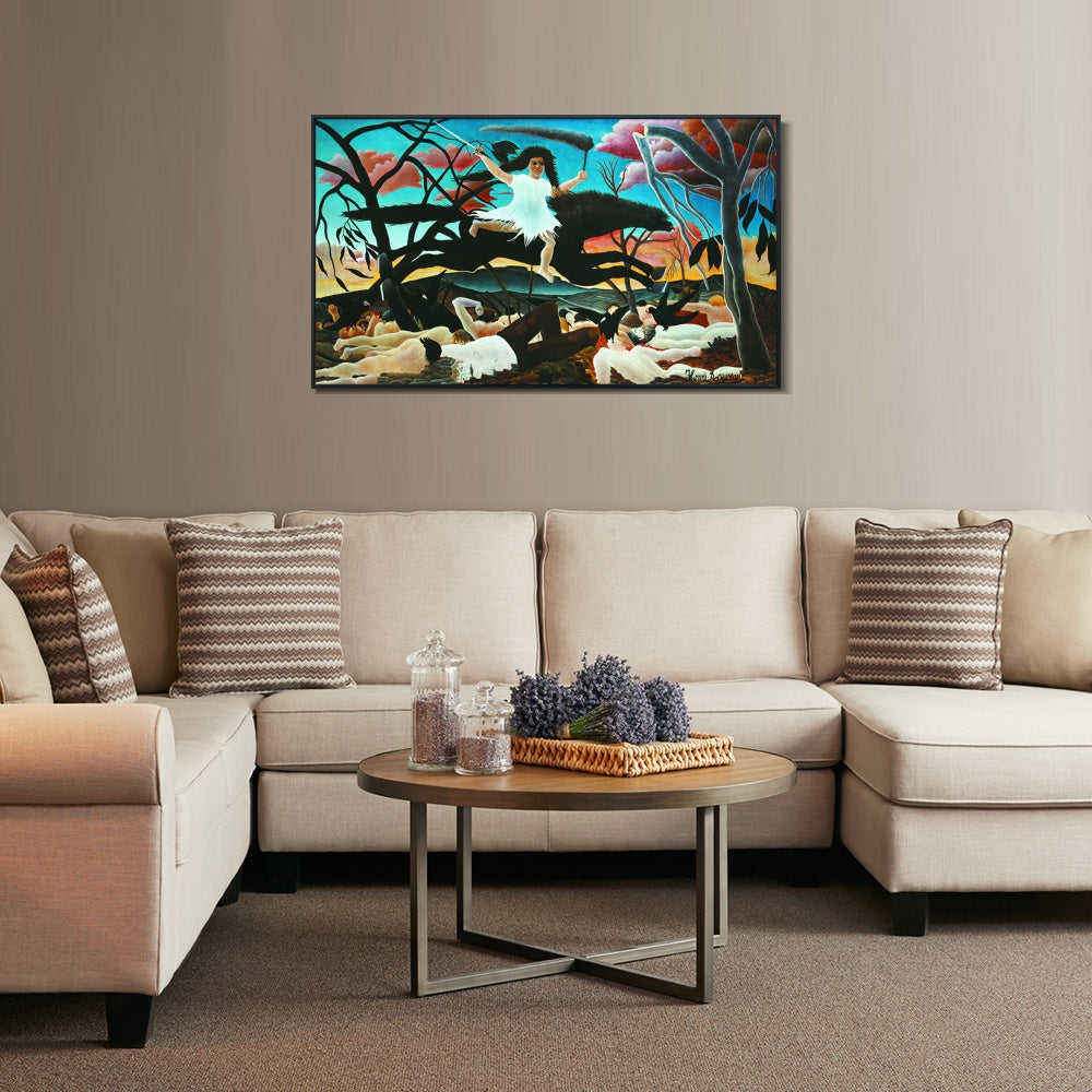 INVIN ART Framed Canvas Giclee Print Art War or the Ride of Discord by Henri Rousseau Wall Art