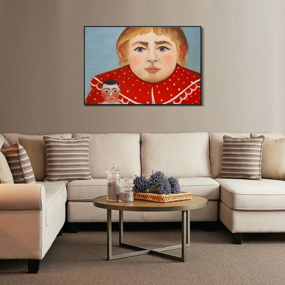 INVIN ART Framed Canvas Giclee Print Art The Girl with a Doll#2 by Henri Rousseau Wall Art