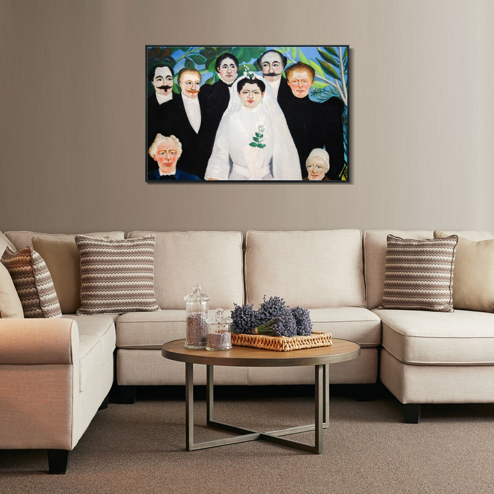 INVIN ART Framed Canvas Giclee Print Art The Wedding Party#2 by Henri Rousseau Wall Art