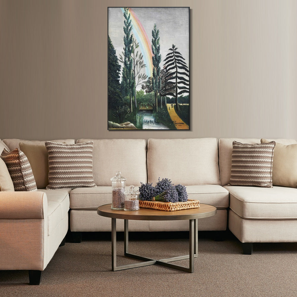 INVIN ART Framed Canvas Giclee Print Art Lake Daumesnil Rainbow Trees by Henri Rousseau Wall Art