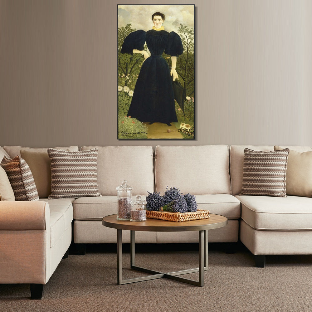 INVIN ART Framed Canvas Giclee Print Art Portrait of a Woman by Henri Rousseau Wall Art
