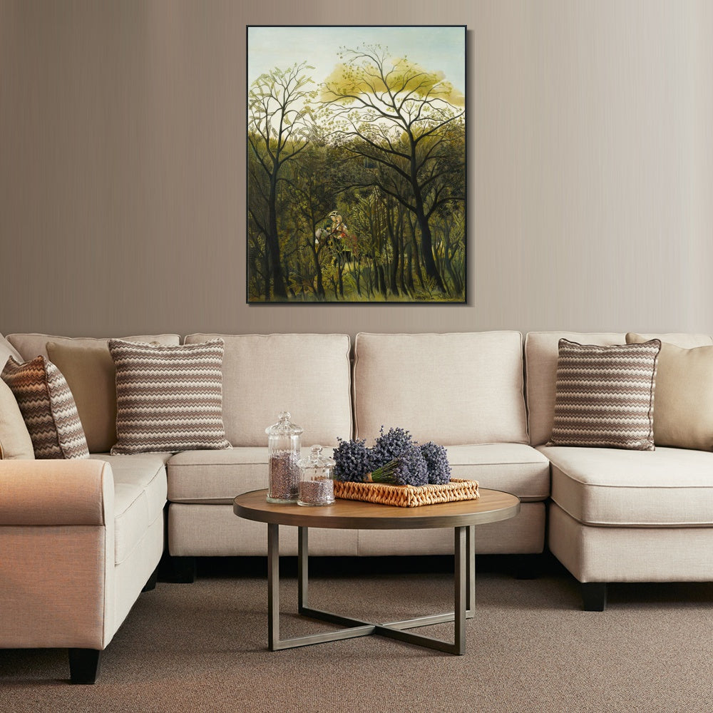 INVIN ART Framed Canvas Giclee Print Art Rendez Vous in the Forest by Henri Rousseau Wall Art