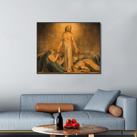 INVIN ART Framed Canvas Giclee Print Art Christ Appearing to The Apostles After The Resurrection by William Blake Wall Art Living Room Home Office Decorations