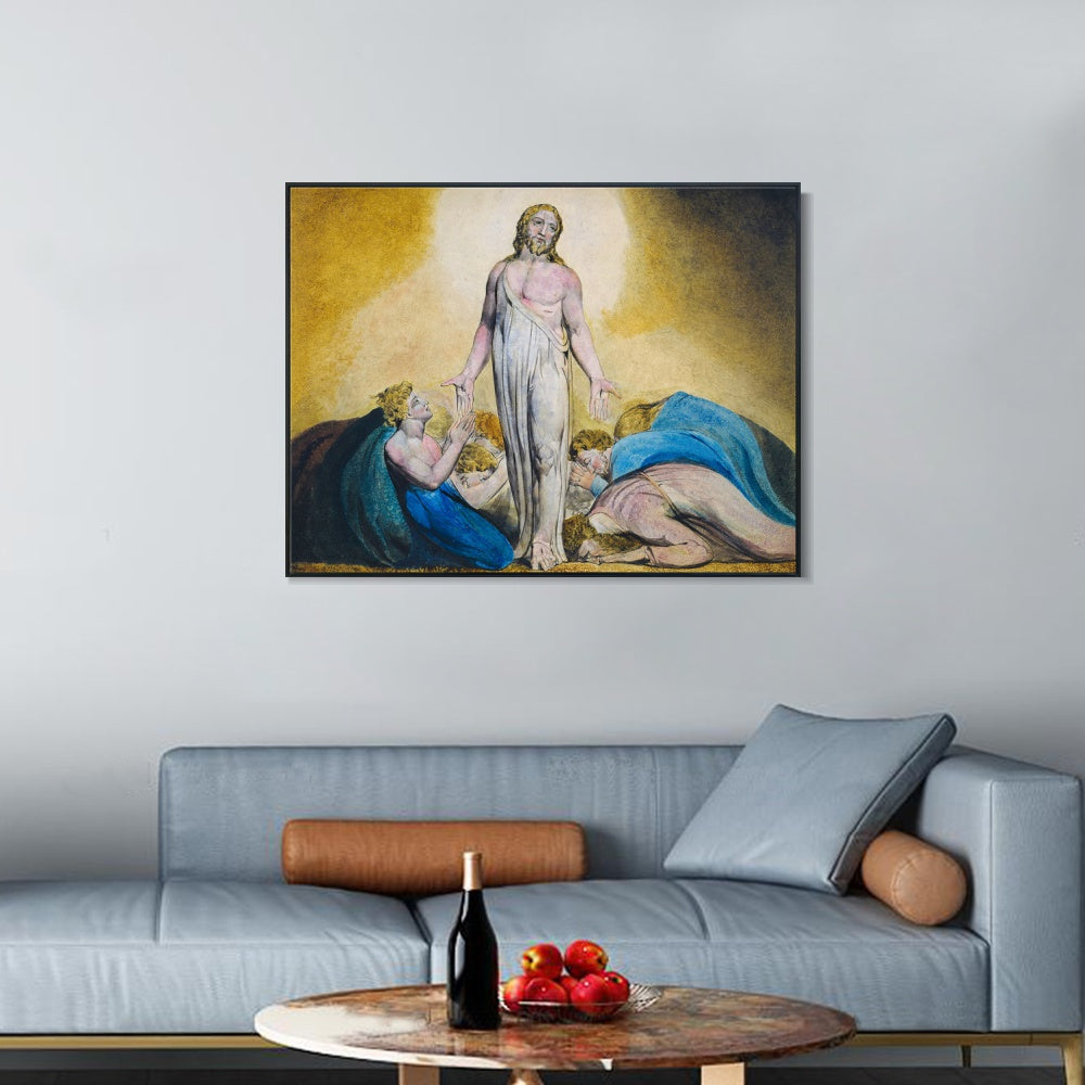 INVIN ART Framed Canvas Giclee Print Art Christ Appearing to The Apostles After The Resurrection#2 by William Blake Wall Art