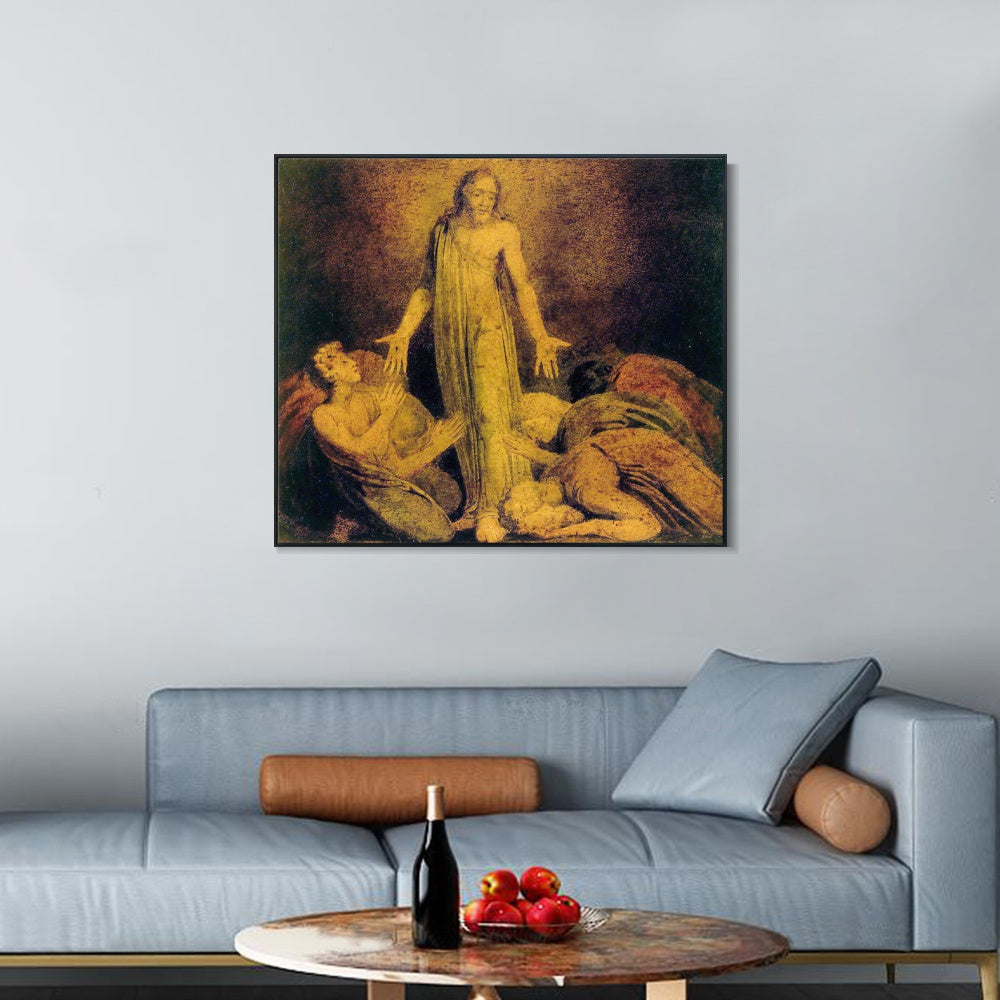 INVIN ART Framed Canvas Giclee Print Art Christ Appearing to The Apostles After The Resurrection#3 by William Blake Wall Art