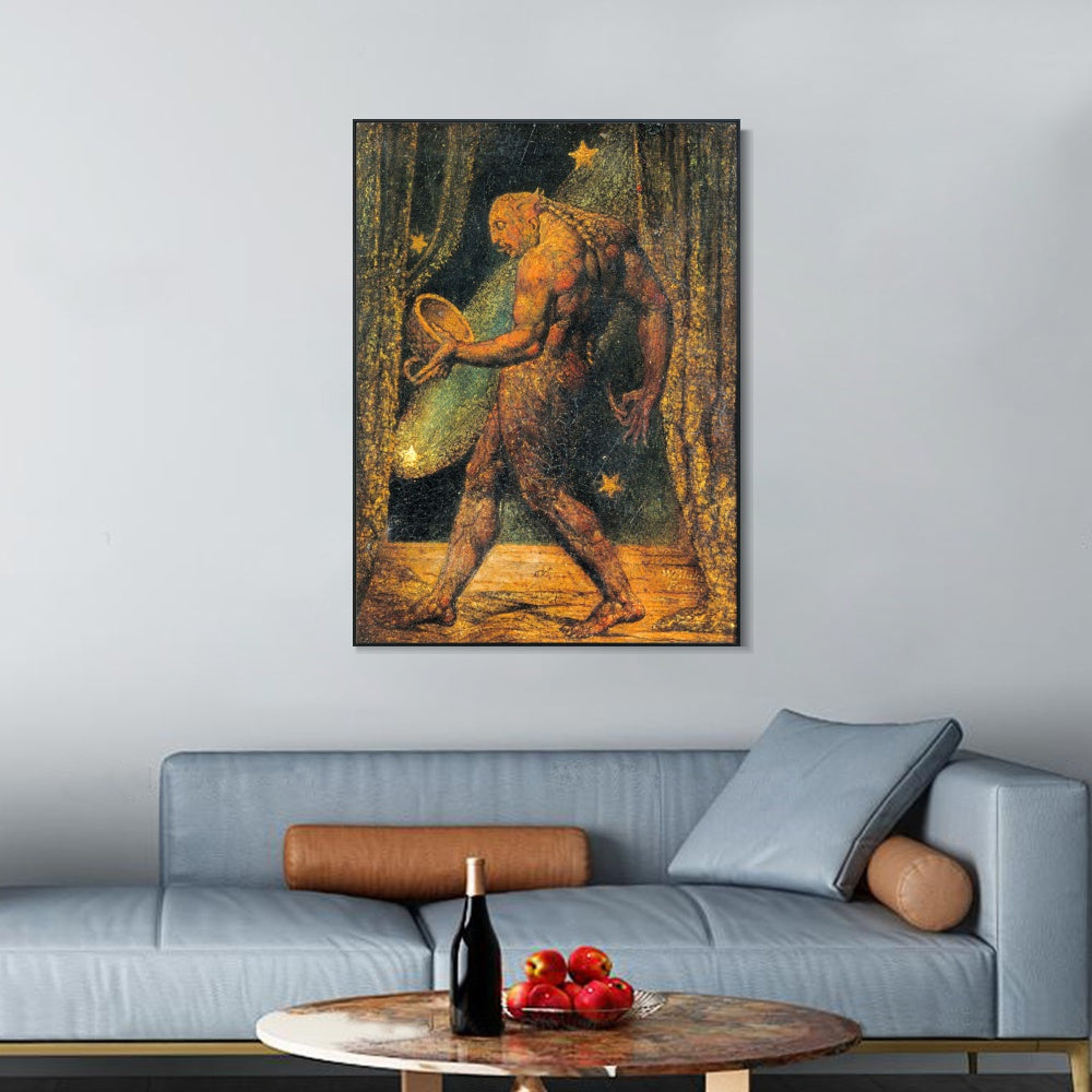 INVIN ART Framed Canvas Giclee Print Art The Ghost of a Flea by William Blake Wall Art