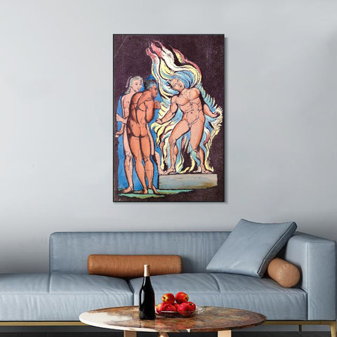 INVIN ART Framed Canvas Giclee Print Art Series#008 by William Blake Wall Art Living Room Home Office Decorations