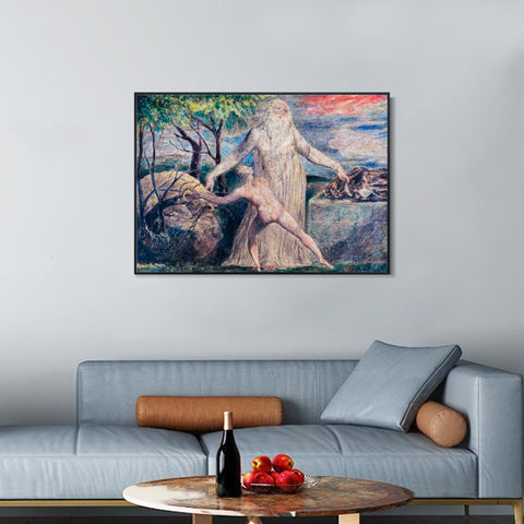 INVIN ART Framed Canvas Giclee Print Art Abraham and Isaac by William Blake Wall Art Living Room Home Office Decorations
