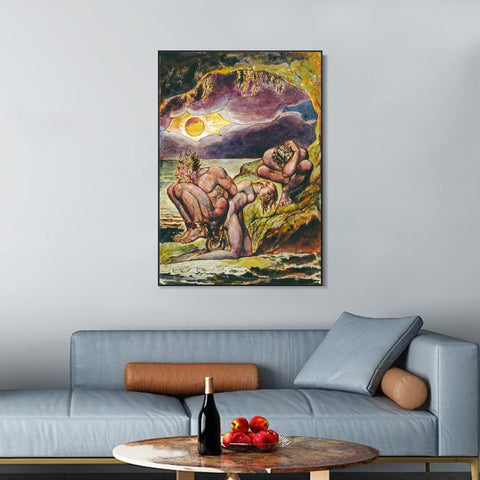 INVIN ART Framed Canvas Giclee Print Art Series#010 by William Blake Wall Art Living Room Home Office Decorations