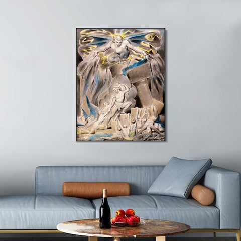 INVIN ART Framed Canvas Giclee Print Art Series#012 by William Blake Wall Art Living Room Home Office Decorations