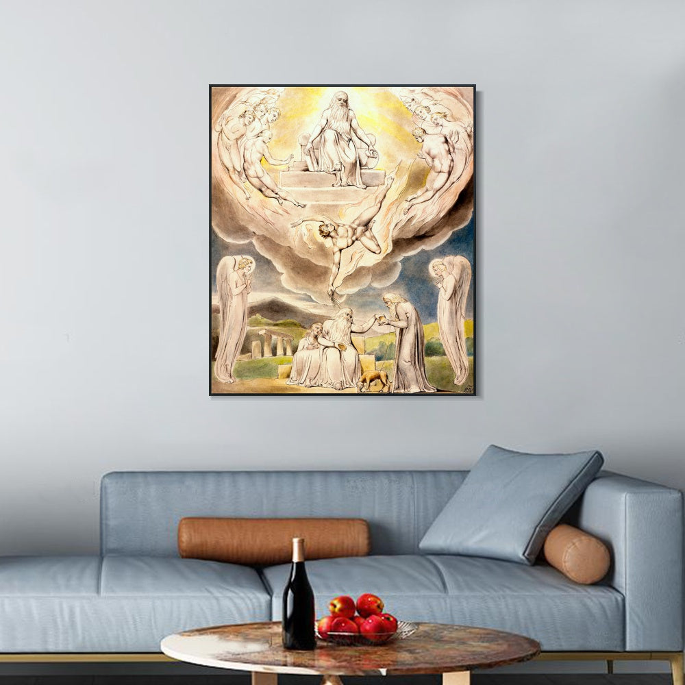 INVIN ART Framed Canvas Giclee Print Art Satan Going Forth from The Presence of The Lord by William Blake Wall Art