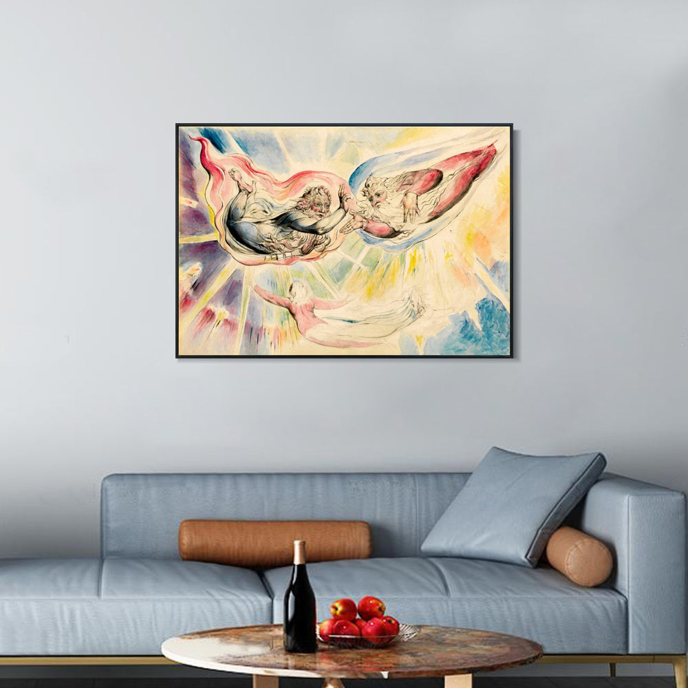 INVIN ART Framed Canvas Giclee Print Art St Peter and St James with Dante and Beatrice by William Blake Wall Art
