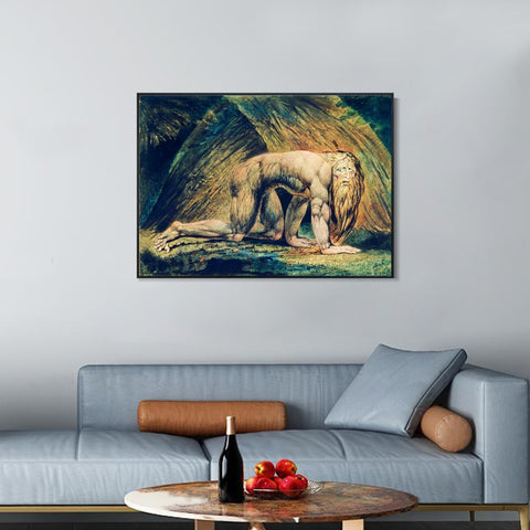 INVIN ART Framed Canvas Giclee Print Art NEBUCHADNEZZAR by William Blake Wall Art Living Room Home Office Decorations