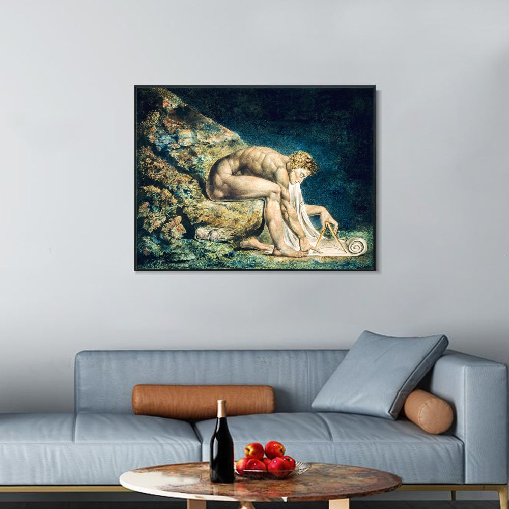 INVIN ART Framed Canvas Giclee Print Art Isaac Newton by William Blake Wall Art